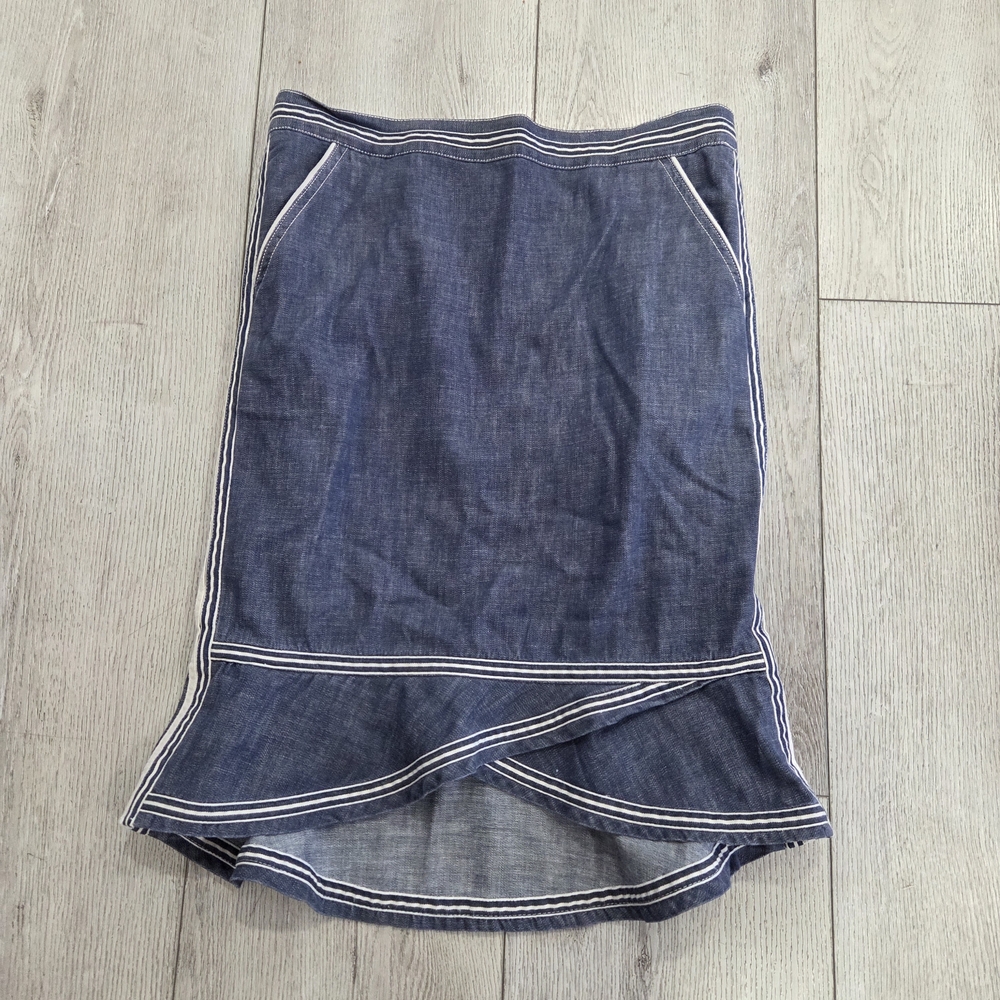 Marc Jacobs Asymmetrical Denim Skirt with White Accents